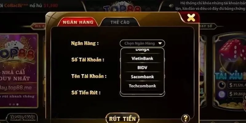 Hướng dẫn rút tiền từ TOP88 chú ý số dư tài khoản khi rút