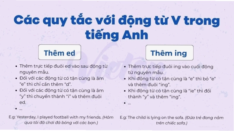 Các quy tắc với động từ V trong tiếng Anh