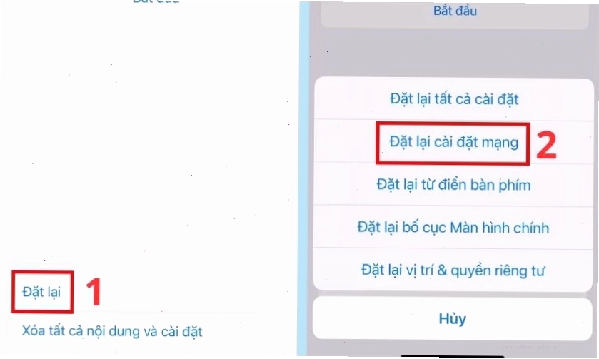 Chọn Đặt lại và vào mục Đặt lại cài đặt mạng