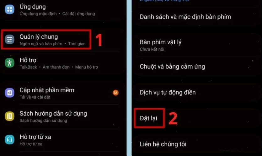 Chọn Quản lý chung và chọn Đặt lại