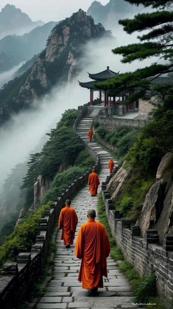 Con đường núi dẫn lên ngôi chùa cổ kính linh thiêng