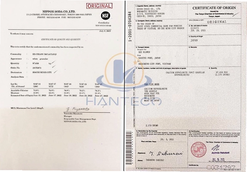 Giấy tờ cần thiết khi nhập khẩu Clo