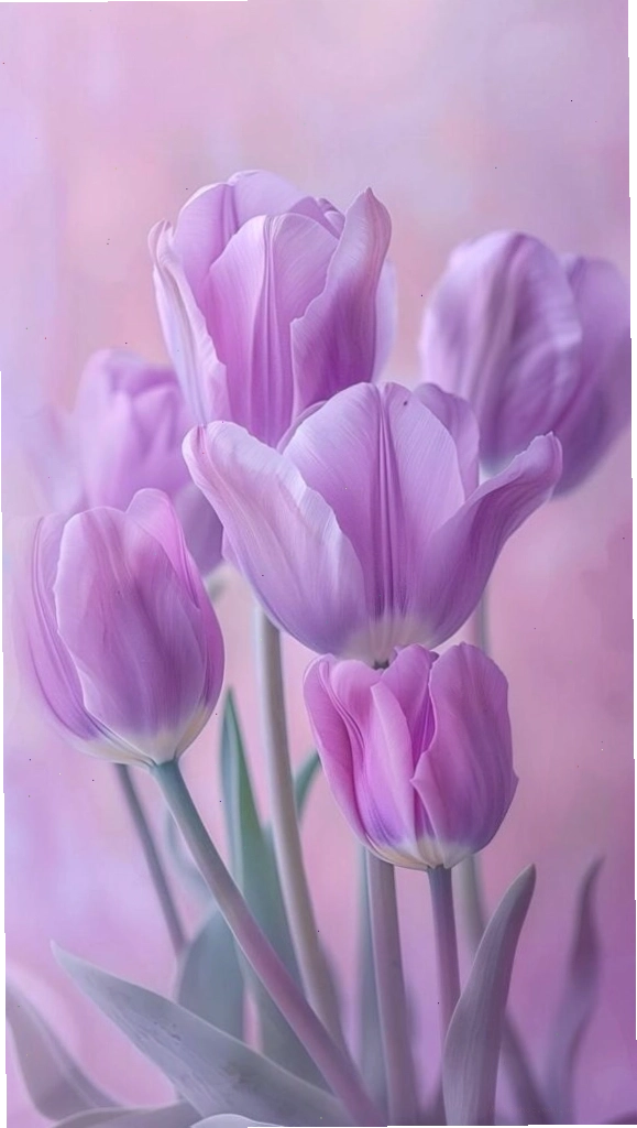 Hình nền hoa tulip tím mơ màng lãng mạn