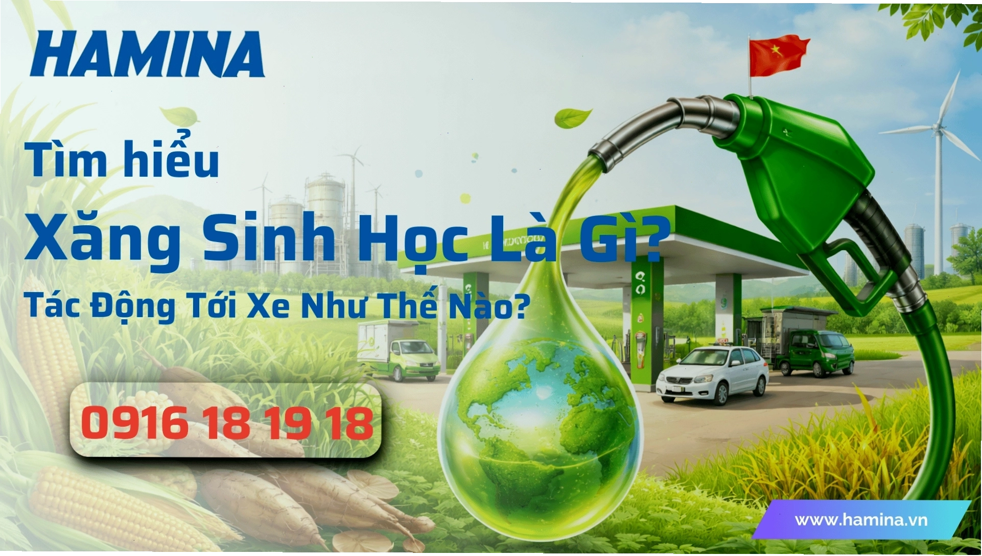 Minh họa cấu tạo và nguồn gốc của xăng sinh học ethanol