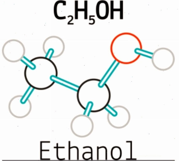 Minh họa công thức hóa học và cấu trúc phân tử của ethanol