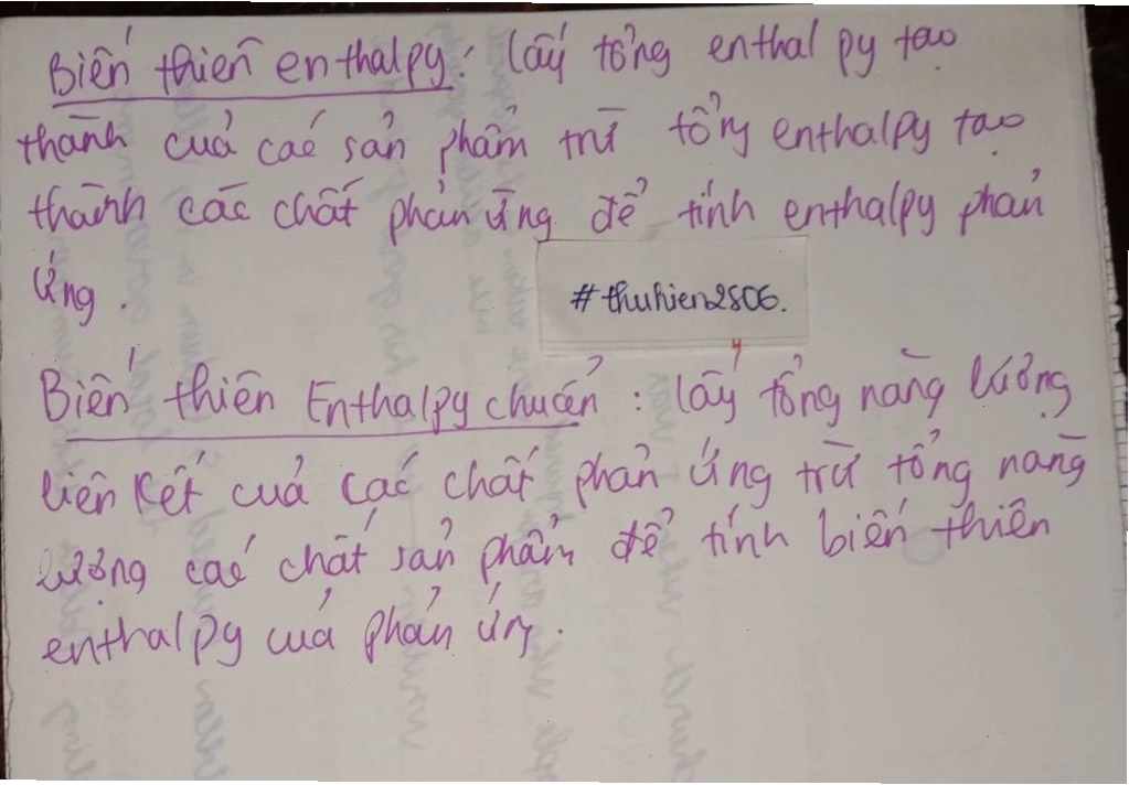 Minh họa sự thay đổi enthalpy trong phản ứng hóa học