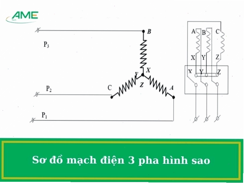 Sơ đồ mạch điện 3 pha đấu nối hình sao