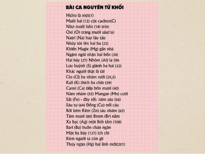 Ví dụ minh họa bài ca hóa trị