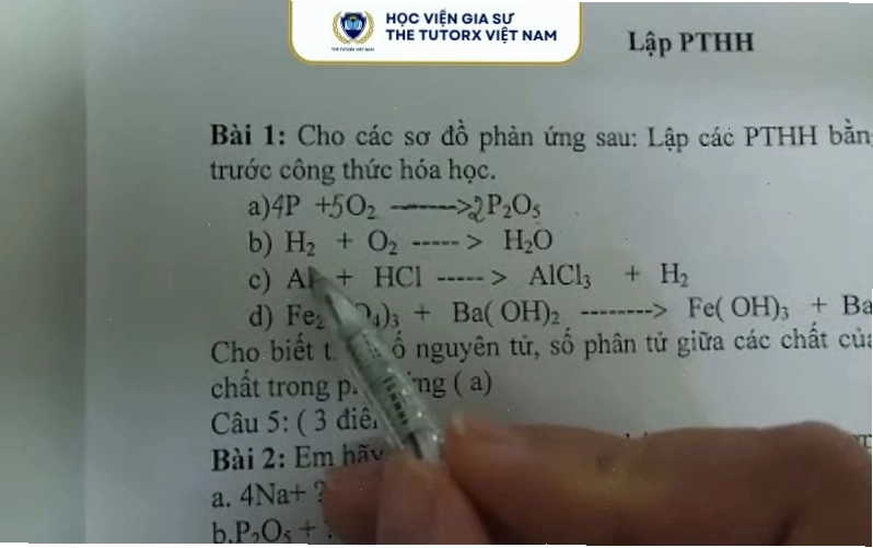 Ví dụ minh họa cân bằng phương trình hóa học