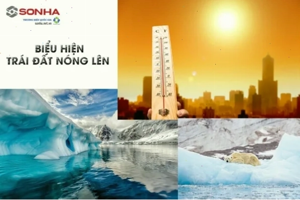 Biểu hiện trái đất nóng lên với băng tan và nước biển dâng