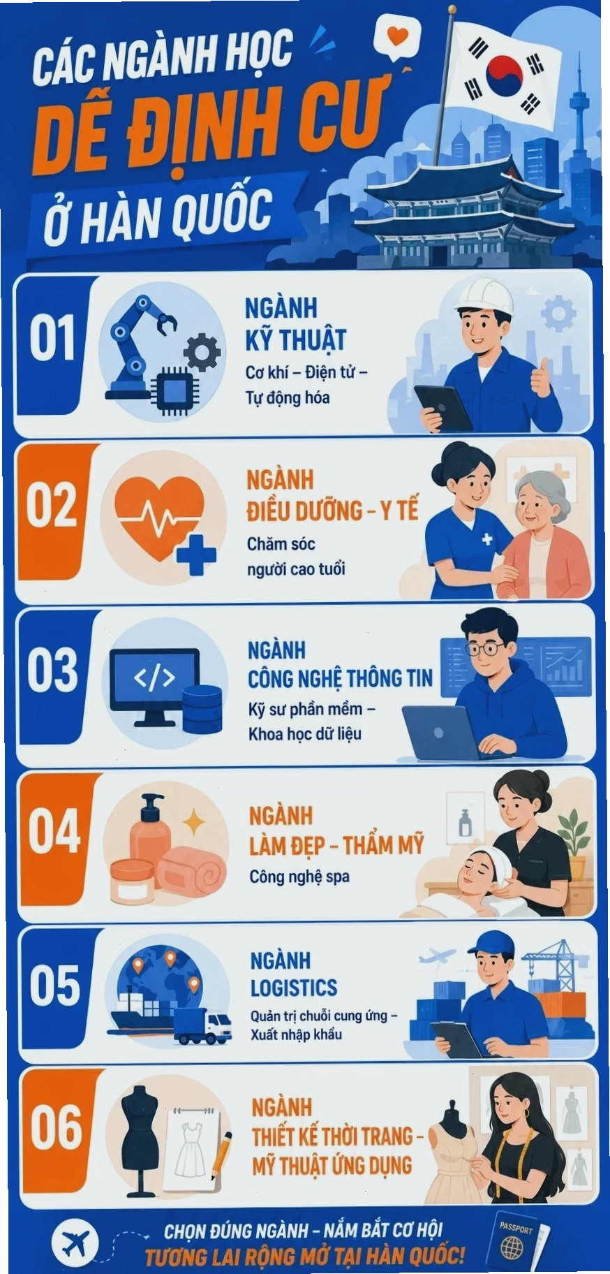 Tư vấn chọn ngành du học hàn quốc dễ định cư