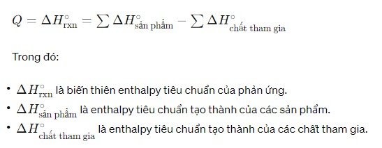 Công thức tính detaH của phản ứng thu hiệt 