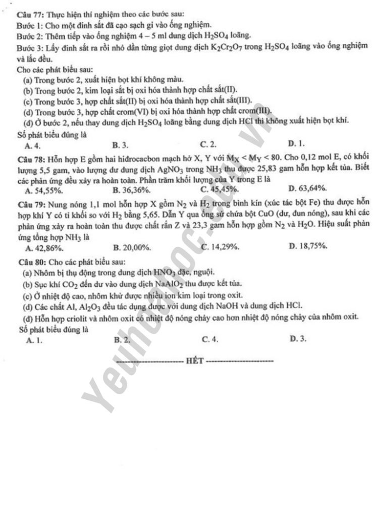 Giải chi tiết đề thi THPT Quốc gia 2023 môn Hóa - Mã đề 222