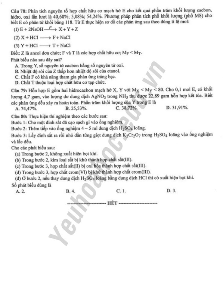 Đề thi THPT Quốc gia 2023 môn Hóa - Mã đề 223